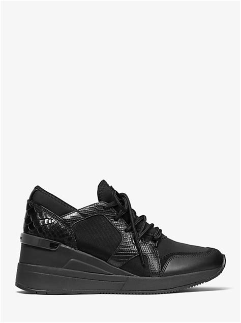 michael kors liv trainer mesh|Liv Scuba and Lizard Embossed Leather Trainer .